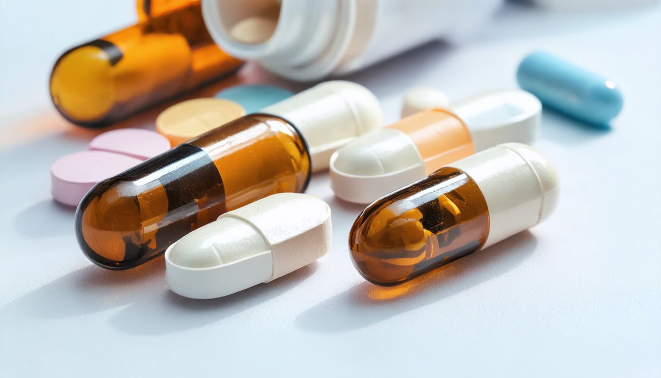 Medical concept image illustrating performance enhancement drugs with pills, syringe, and a stethoscope on a clinical background